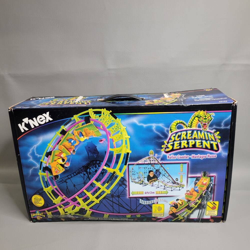 K'NEX Screamin' Serpent Roller Coaster Set 63153 1200pc Sound Age 10+ 3ft